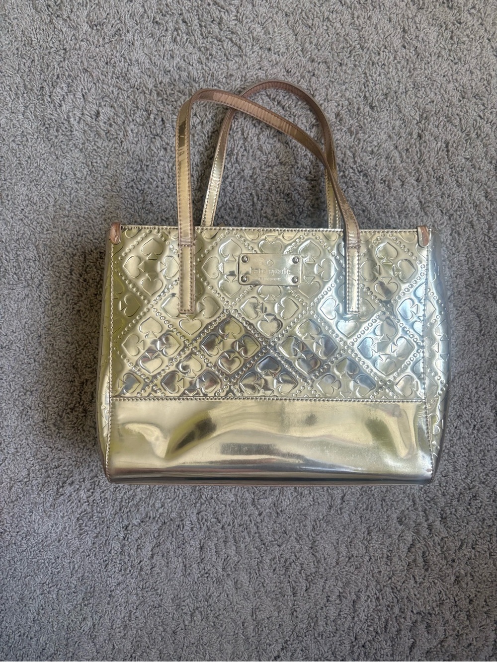 kate spade Metallic Gold Quilted Heart Tote